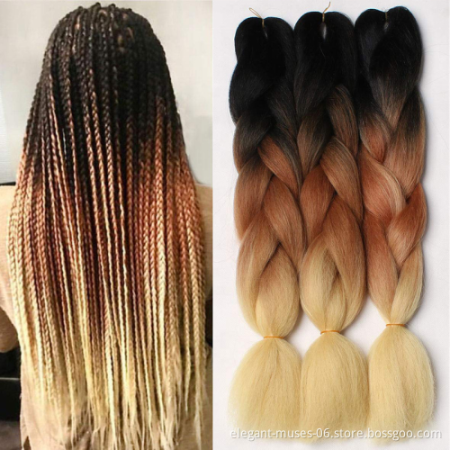 AodaleBraid 100g Yaki Other Artificial Hair Ombre Hair 24 inch Synthetic Jumbo Hair Braid